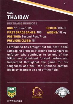 2014 ESP Traders #1 Sam Thaiday Back